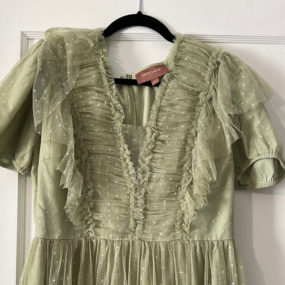 Jessakae Elegant Green Ruffled Dress - Picture 2 of 5